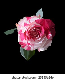Triangulated rose on black background