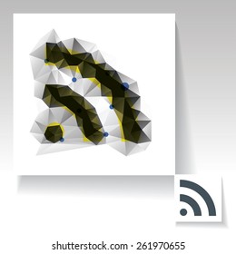 Triangulated RSS feed symbol with constellation style composition and simple design. Dropped shadow is made using blend.