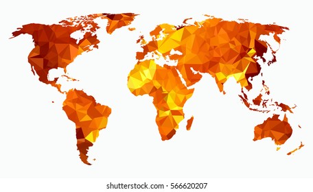 Triangulated silhouette of a world map.