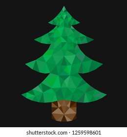 Triangulation of a Christmas tree on a black background