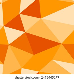 Triangulation geometric shapes background. Big triangle size. Repeatable pattern. Tangerine Dream color palette. Artistic vector tiles. Seamless vector illustration.