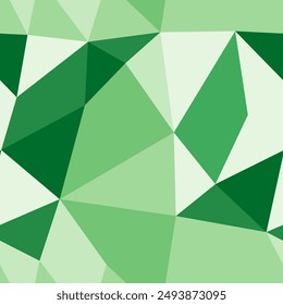 Triangulation geometric shapes background. Large triangles size. Repeatable pattern. Fresh Green color palette. Artistic vector tiles. Seamless vector illustration.