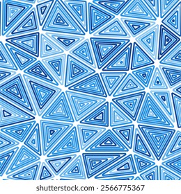 Triangulation geometric shapes background. Multiple repeated inner triangles. Large triangles size. Mono tone colored style. Seamless pattern. Awesome vector tiles. Creative vector illustration.