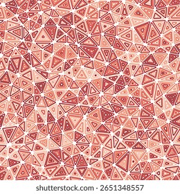 Plano de fundo de formas geométricas de triangulação. Vários triângulos internos repetidos. Tamanho de triângulos compactos. Estilo colorido de tom mono. Padrão contínuo. Ladrilhos vetoriais artísticos. Ilustração de vetor elegante.