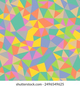 Triangulation geometric shapes background. Small triangle size. Repeatable pattern. Artistic vector tiles. Pastel Harmony Palette. Seamless vector illustration.