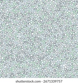 Triangulation geometric shapes background. Tiny triangles size. Multiple colors style. Rounded triangles outlined. Repeatable pattern. Green Stone Slab. Artistic vector tiles.