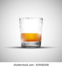 Triangulation glass bar with a bright drink Tequila for your advertising banner. Vector illustration