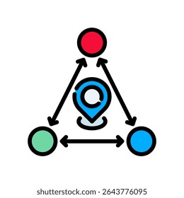 Triangulation Icon Lineal Color Vector Illustration