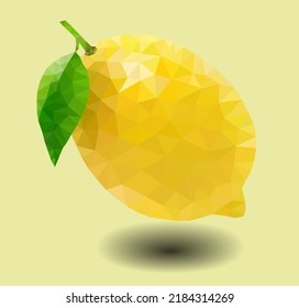 Triangulación de un limón maduro. Frutos poligonales geométricos, triángulos.