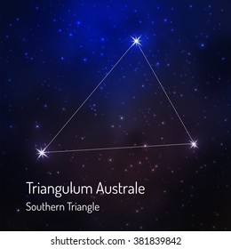 Triangulum australe (southern triangle) constellation in the night starry sky. Vector illustration