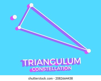 Triangulum constellation 3d symbol. Constellation icon in isometric style on blue background. Cluster of stars and galaxies. Vector illustration