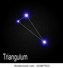 Triangulum Constellation with Beautiful Bright Stars on the Background of Cosmic Sky Vector Illustration EPS10