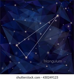 Triangulum constellation in night sky, background is a triangulation