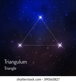 Triangulum (Triangle) constellation in the night starry sky. Vector illustration