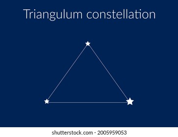 Triangulum zodiac constellation sign with stars on blue background of cosmic sky. Vector illustration