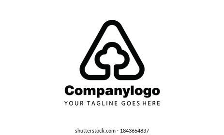 trianle combination with tree for simple logo design 