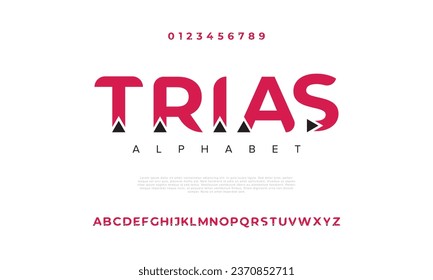 Trias creative modern urban alphabet font. Digital abstract moslem, futuristic, fashion, sport, minimal technology typography. Simple numeric vector illustration
