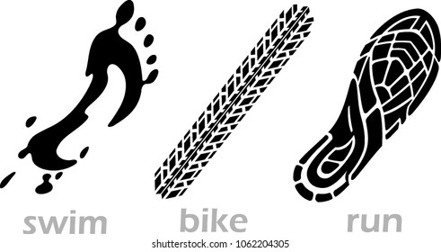 Triathlon Abstract Symbol, Imprint Silhouette