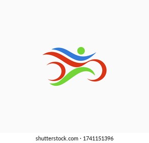 Triathlon abstract vector logo. Sign symbolizing triathlon, cycling, swimming and outdoor sports. Vector illustration.