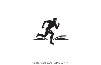 Triathlon Activity black Logo icons - swimming running bike. Simple sports white background