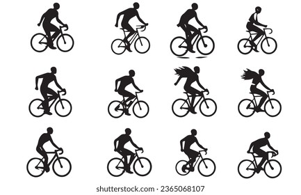 Triathlon Activity black Logo icons - swimming running bike. Simple sports white background