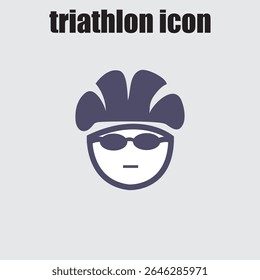 Triathlon atleta gráfico apresenta um ciclista minimalista em um capacete e óculos de sol prontos para esporte ou competição atlética.
