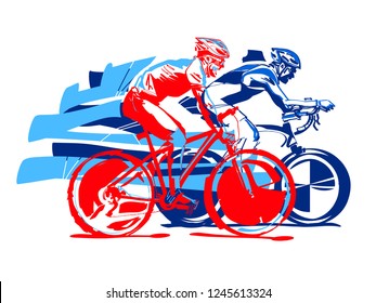 Triathlon athlete ride the bike
