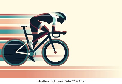 Triathlon competition, women cycling, vector illustration