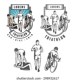 Triathlon emblems and design elements