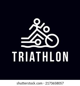 Triathlon-Ausdauer-Multisport-Logo, Schwimmen, Radfahren und laufendes Logo