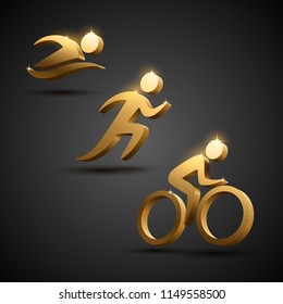 Triathlon golden icons