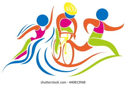 Triathlon icon in colors illustration