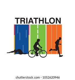 Triathlon Illustration with Background (Vector)