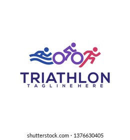 Símbolo de icono del logotipo de triatlón símbolo de natación en bicicleta en marcha Deportes al aire libre