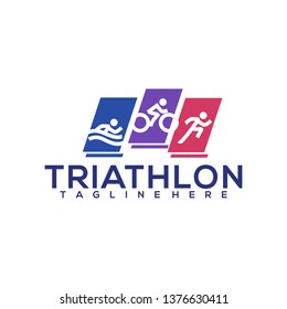 Triathlon Logo Icon Symbol Running Cycling Swimming Symbol Outdoor Sports