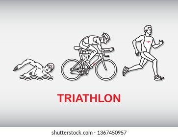 Vector Gold Line Logo Triathlon Figures Stock Vector (Royalty Free ...