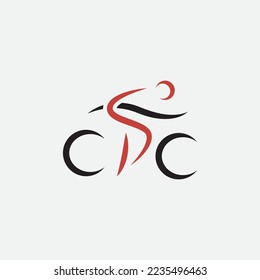 Vector de logotipo de triatlón, logotipo de ciclismo, logotipo de ejecución, logotipo deportivo