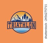 Triathlon logo vector graphic of illustration, Runner, bike cycle, swimming