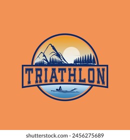 Triathlon logo vector graphic of illustration, Runner, bike cycle, swimming