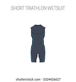 Triathlon men's short sleveless  wetsuit. Vector illustration.