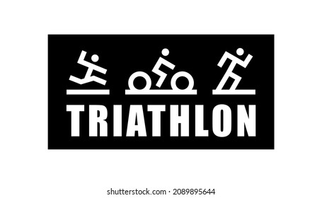 Triathlon pattern for sport event, running and cycling club. Triathlon line banner design illustration. Poster illustration design.