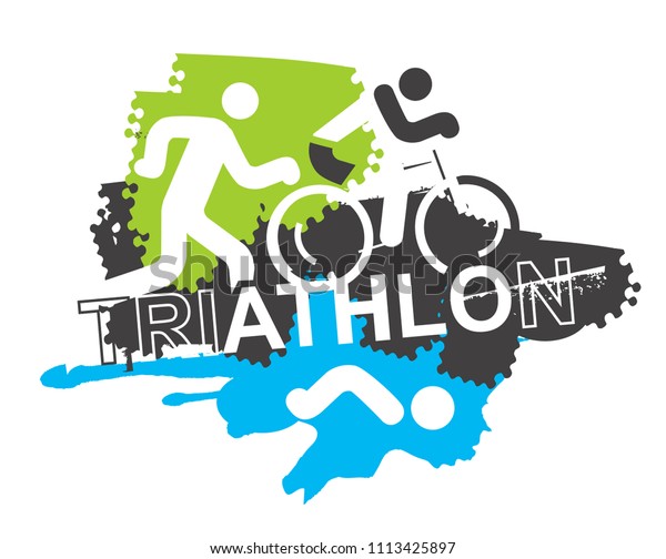 Triathlon Race Icons Background Stylized Icons Stock Vector (Royalty ...