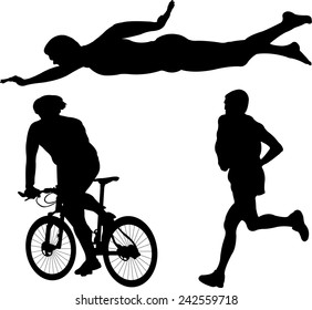 triathlon silhouette - vector