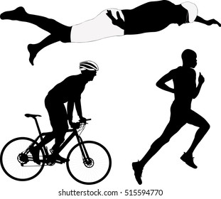 triathlon silhouette - vector