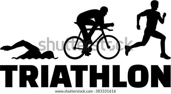 Triathlon Silhouettes Word Stock Vector (Royalty Free) 383331616 ...