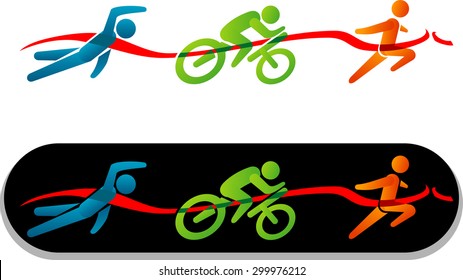 Triathlon Simple Stick Figure Icon 