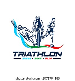 triathlon sport logo vector concept