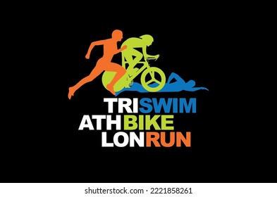 Triathlon sport. Swimming, running and cycling.