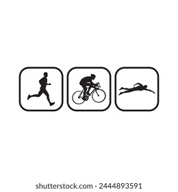 triathlon sport vector illustration in black color and white background