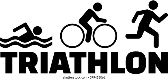 Triathlon swimming bike running pictogram